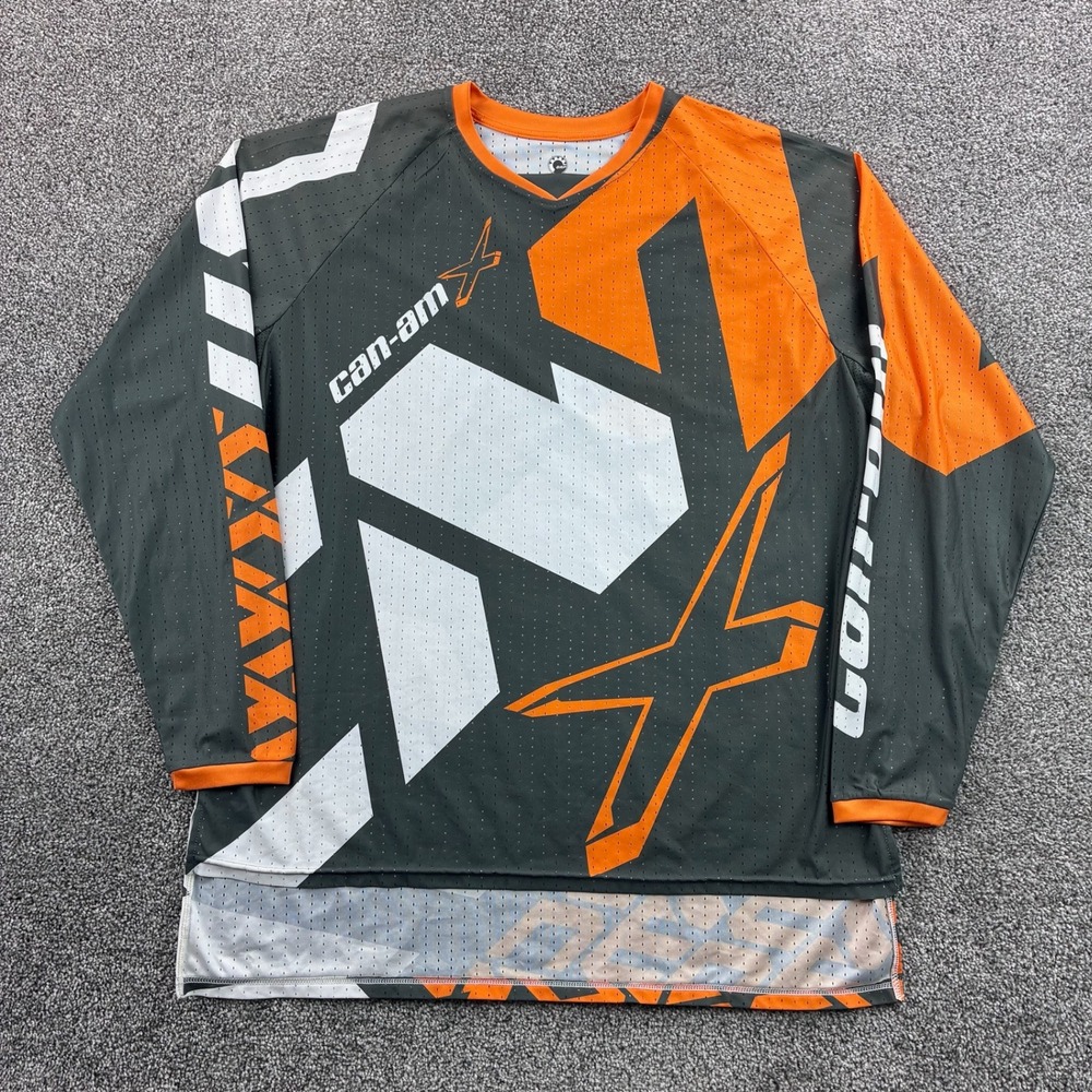 Can-Am X Motocross Jersey Mens XL Gray Orange White Mesh Racing ATV Off-Road